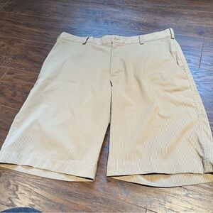 Nike Golf Dri-Fit Khaki Performance Shorts with White Pinstripes | 34 - M
